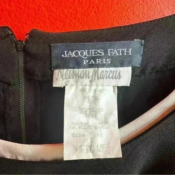 Vintage Jacques Fath Paris Neiman Marcus back and white silk dress size 12 - Picture 7 of 11
